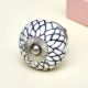 White Black Etched Floral Knob