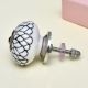 White Black Etched Floral Knob