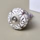 White Base Brown Etched Ceramic Floral Knob
