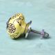 Yellow Marigold Etched Ceramic Floral Cabinet Knob