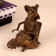 Handmade Brass Statue of Man Playing Drum for Decor