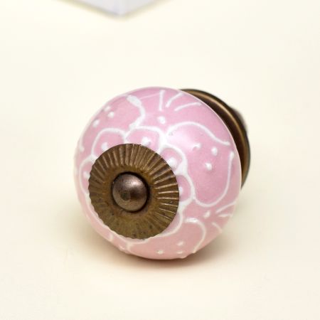 Pink Floral Embossed Cabinet knob