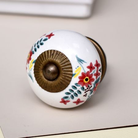 Ceramic Multicolor Floral Pattern Cabinet Knobs