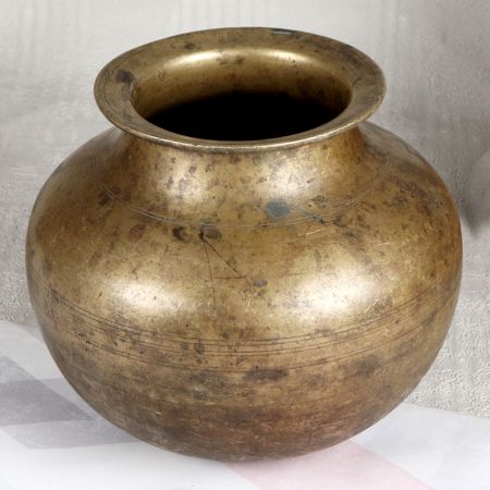 Vintage Brass Cooking Pot for Home Decoration