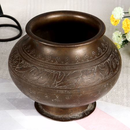 Indian Handcrafted Brass Flower Pot for Home Decor