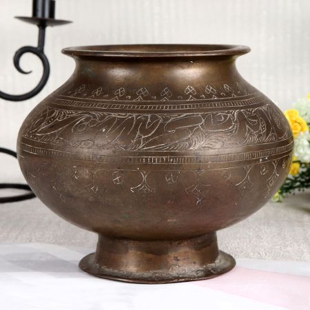 Indian Handcrafted Brass Flower Pot for Home Decor
