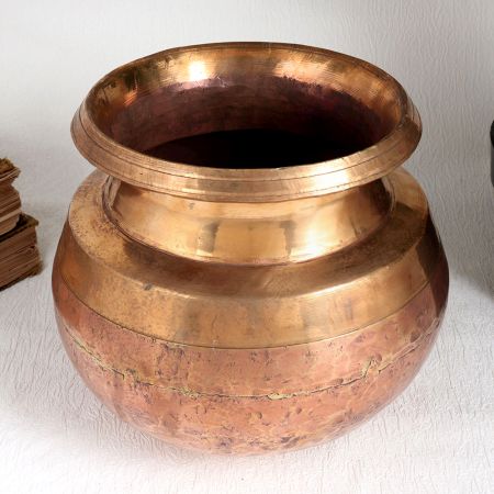 Indian Vintage Copper Cooking Pot for Decoration