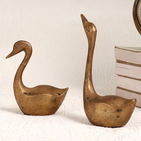 Handmade Decorative Brass Duck in Pair of 2