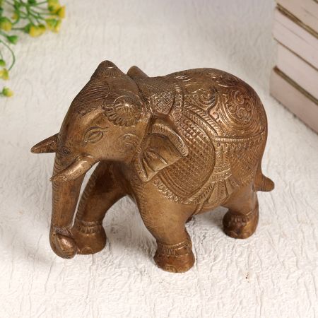 Elegant Brown Brass Statue of Elephant for Decoration