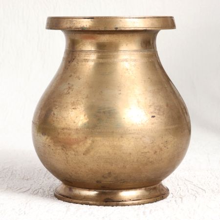 Antique Brown Brass Holy Water Pot in South Indian Art