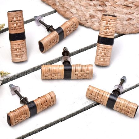 Natural Rattan Cabinet Knobs-Wicker Dresser Pulls