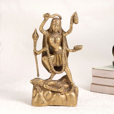 Goddess Maa Kaali Standing on Lord Shiva Brass Statue
