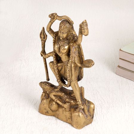 Goddess Maa Kaali Standing on Lord Shiva Brass Statue