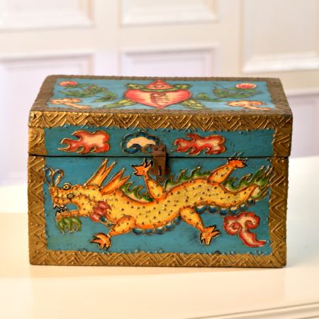 Dragon Engraved Handmade Wooden Box for Decoration
