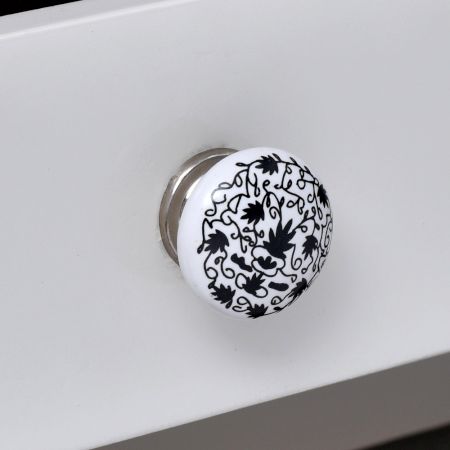Black Floral Flat Knob