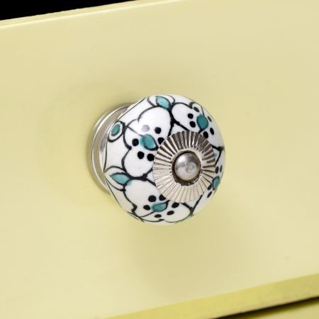 Green Black Floral Ceramic Knob