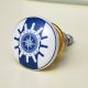 Ship Wheel Slate Blue Flat Ceramic Cabinet Knob