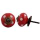 Red White Dot Ceramic Knob