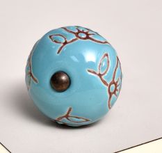 Calla Lily Brown Etched Ceramic Drawer Knob