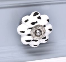 White Etched Medium Knob