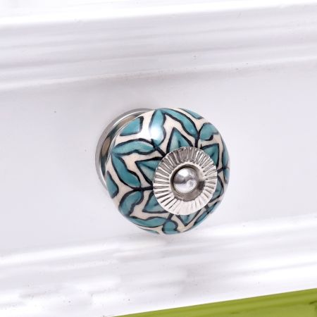 Sea Green Flower Ceramic Knob