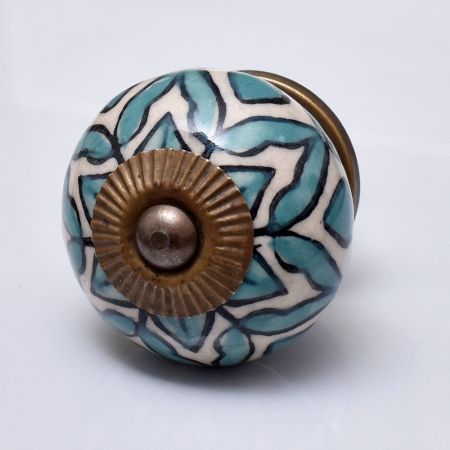Sea Green Flower Ceramic Knob