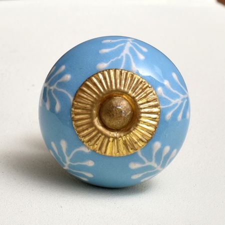 Turquoise Leaf Ceramic Knob