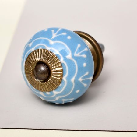 Turquoise Floral Embossed Cabinet knob
