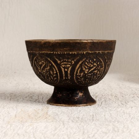 Engraved Finest Brass Kumkum Bowl in Antique Brown Finish