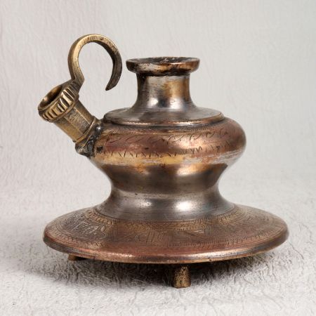 Handcrafted Engraved Brass Hookah Base in Brown Finish