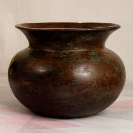 Dark Finish Finest Brass Cooking Pot in Assamese Art