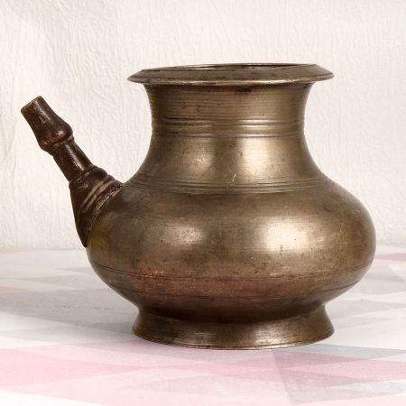 Antique Finish Holy Water Pot with Spout Made of Brass