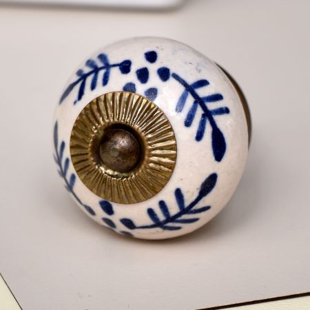 Blue Floral Ceramic Cabinet Knob