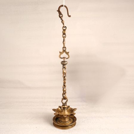 Hanging High-Quality Brass Oil Lamp with 7 Jyots for Decor