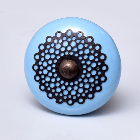 Turquoise Strewn Flat Knob