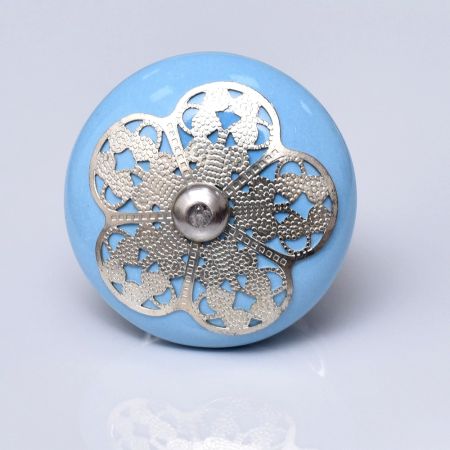 Turquoise Strewn Flat Knob