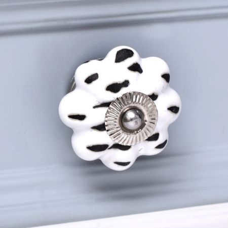 White Etched Medium Knob