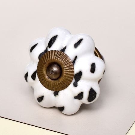 White Etched Medium Knob