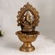 Handmade Brown Finish Brass Aarti Oil Lamp for Prayer