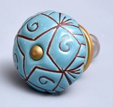 Sea Green Etched Ceramic Floral Dresser Knob Online