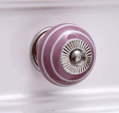 Purple Striped Small Ceramic Knobs