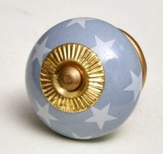 Light Grey White Tiny Star Pattern Cabinet Knobs