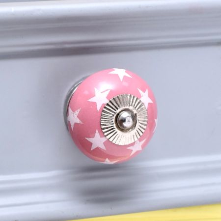 Pink Star Ceramic Drawer Knob