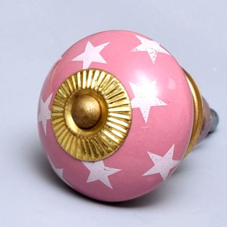 Pink Star Ceramic Drawer Knob