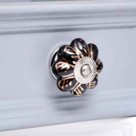 Black Golden Leaf Big Melon Cabinet Knob