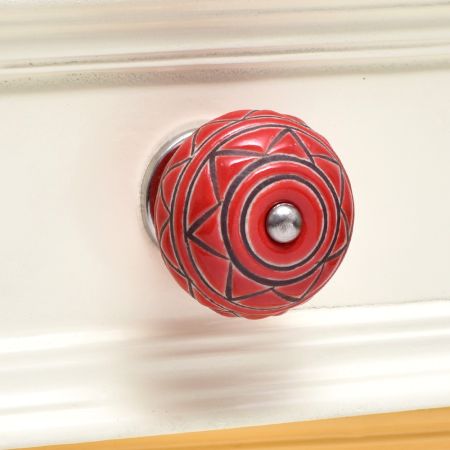 Brown Pattern Etched Ceramic Dresser Knob