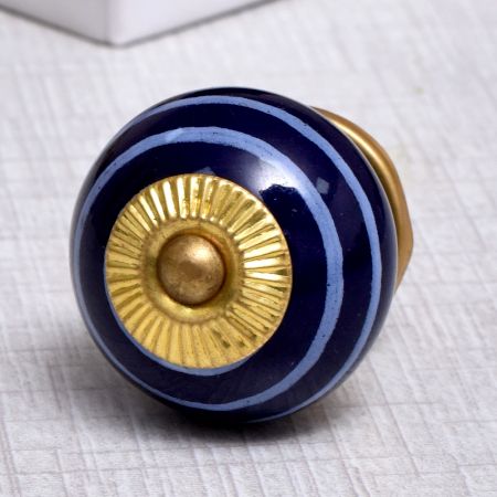 Navy Blue White Knob