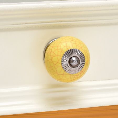Yellow Pink Crackle Ceramic Furniture Knob Online