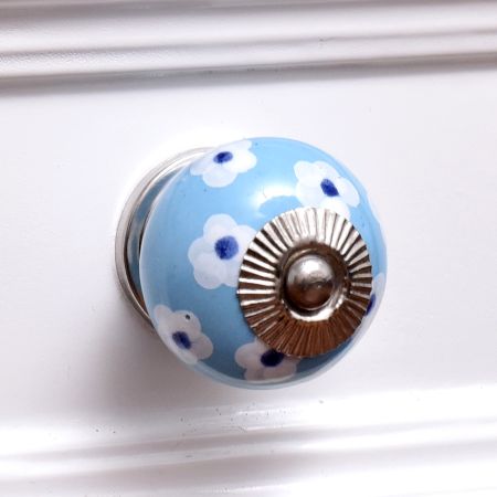 Sky Blue Flower Knob