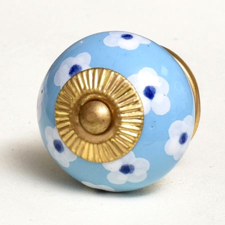 Sky Blue Flower Knob